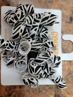 Gymboree ZEBRA Black & White Swirl Korker Hair Bow Set NWT